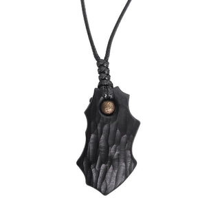 Buddha Gift Ebony Wood Irregular Shape Copper Bead Peace Calm Necklace Pendant