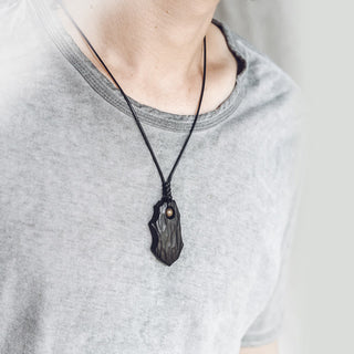 Buddha Gift Ebony Wood Irregular Shape Copper Bead Peace Calm Necklace Pendant