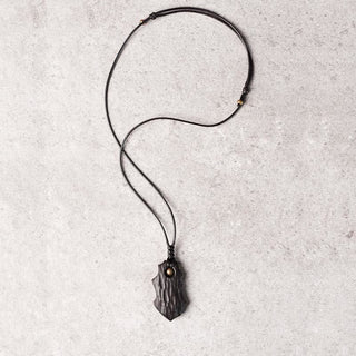 Buddha Gift Ebony Wood Irregular Shape Copper Bead Peace Calm Necklace Pendant