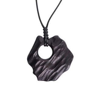 Buddha Gift Ebony Wood Hollow Irregular Shape Peace Balance Necklace Pendant