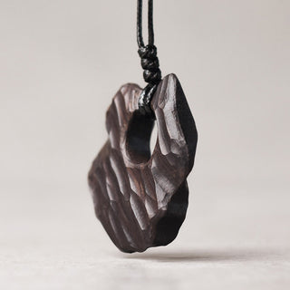 Buddha Gift Ebony Wood Hollow Irregular Shape Peace Balance Necklace Pendant