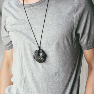 Buddha Gift Ebony Wood Hollow Irregular Shape Peace Balance Necklace Pendant