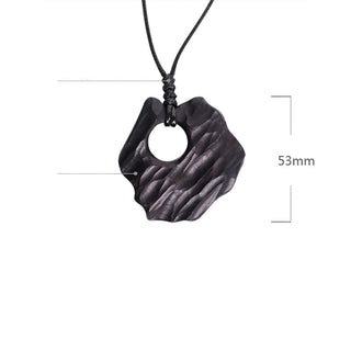 Buddha Gift Ebony Wood Hollow Irregular Shape Peace Balance Necklace Pendant