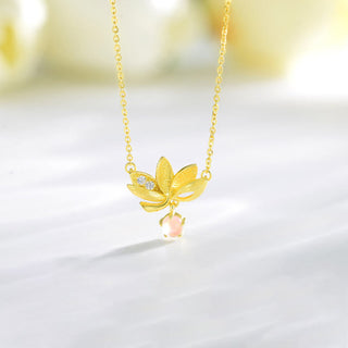 Buddha Gift 925 Sterling Silver Lotus Keep away evil spirits Necklace Pendant