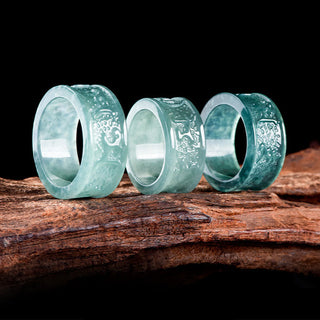 Buddha Gift Natural Jade Om Mani Padme Hum Carved Prosperity Ring