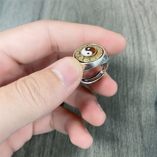 Buddha Gift Yin Yang Chinese Zodiac Copper Wealth Adjustable Ring