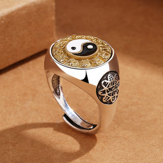 Buddha Gift Yin Yang Chinese Zodiac Copper Wealth Adjustable Ring