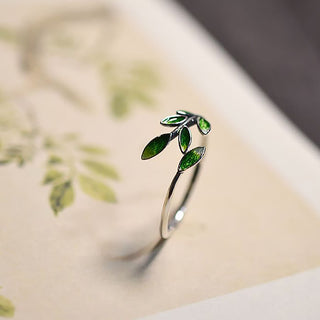 Buddha Gift Leaves Copper Wealth Adjustable Ring