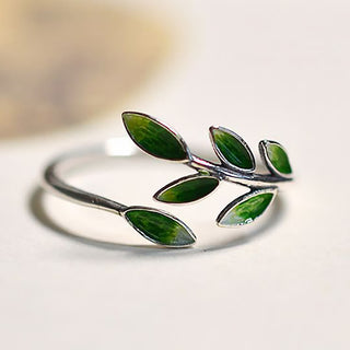 Buddha Gift Leaves Copper Wealth Adjustable Ring