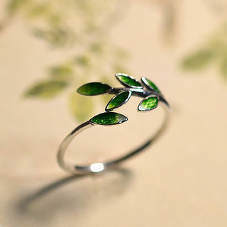 Buddha Gift Leaves Copper Wealth Adjustable Ring