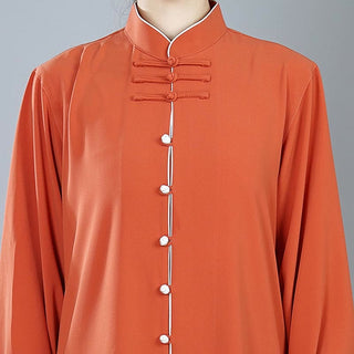 Buddha Gift 2Pcs Fall Solid Color Frog-Button Tai Chi Meditation Qigong Zen Practice Unisex Cotton Clothing Set