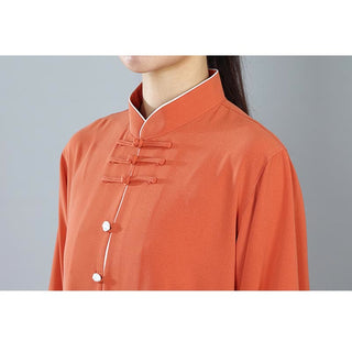 Buddha Gift 2Pcs Fall Solid Color Frog-Button Tai Chi Meditation Qigong Zen Practice Unisex Cotton Clothing Set