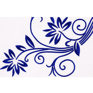 Buddha Gift 2Pcs Fall Blue Embroidery Flowers Frog-Button Tai Chi Meditation Qigong Zen Practice Unisex Cotton Clothing Set