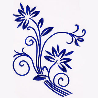 Buddha Gift 2Pcs Fall Blue Embroidery Flowers Frog-Button Tai Chi Meditation Qigong Zen Practice Unisex Cotton Clothing Set