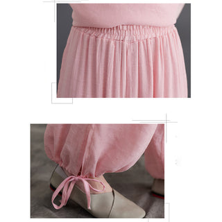 Buddha Gift 2Pcs Solid Women's Long Sleeve Shirt Pants Meditation Clothing Set