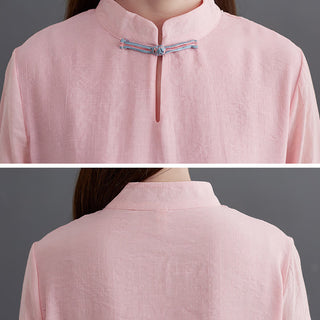 Buddha Gift 2Pcs Solid Women's Long Sleeve Shirt Pants Meditation Clothing Set