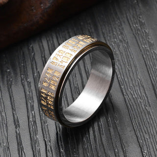 Buddha Gift Bagua Yin Yang Chinese Characters Titanium Steel Balance Rotatable Ring