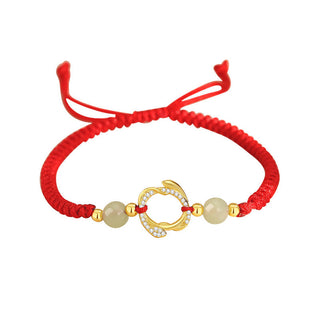 Buddha Gift Red String Hetian Jade 925 Sterling Silver Cubic Zirconia Year of the Snake Protection Bracelet