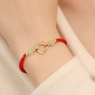 Buddha Gift Red String Hetian Jade 925 Sterling Silver Cubic Zirconia Year of the Snake Protection Bracelet