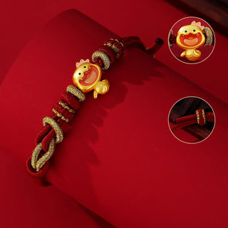 Buddha Gift Red String 925 Sterling Silver Year of the Snake Cute Crown Snake Strength Bracelet