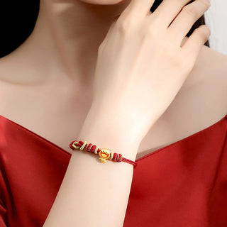 Buddha Gift Red String 925 Sterling Silver Year of the Snake Cute Crown Snake Strength Bracelet
