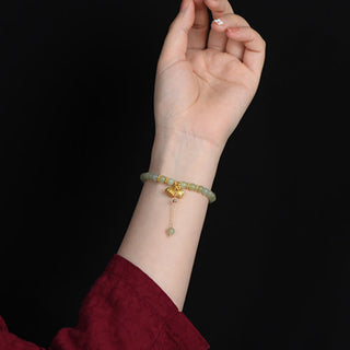 Buddha Gift Natural Hetian Jade Lotus Luck Bracelet