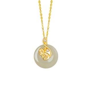 Buddha Gift Chinese Zodiac Hetian Jade 925 Sterling Silver Abundance Necklace Pendant