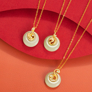 Buddha Gift Chinese Zodiac Hetian Jade 925 Sterling Silver Abundance Necklace Pendant