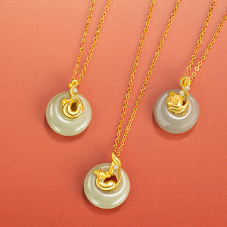 Buddha Gift Chinese Zodiac Hetian Jade 925 Sterling Silver Abundance Necklace Pendant