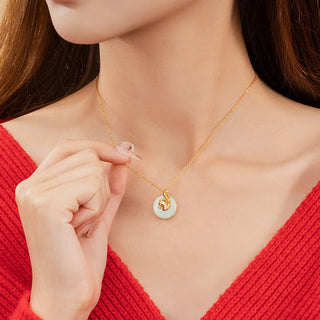 Buddha Gift Chinese Zodiac Hetian Jade 925 Sterling Silver Abundance Necklace Pendant