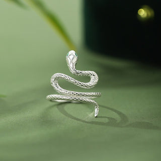 Buddha Gift 925 Sterling Silver Year of the Snake Calm Necklace Pendant Ring Earrings Set