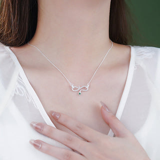 Buddha Gift 999 Sterling Silver Year of the Snake Coiling Snake Infinite Symbol Blessing Necklace Pendant