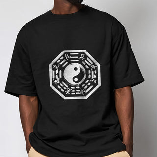 Buddha Gift Ba Gua Pattern Cotton Tee T-shirt