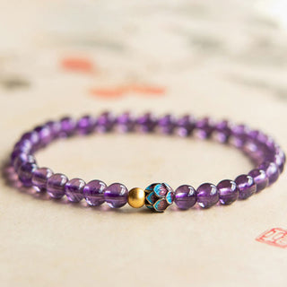 Buddha Gift Natural Amethyst Lotus Spiritual Awareness Bracelet