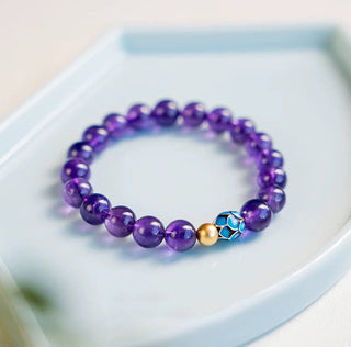 Buddha Gift Natural Amethyst Lotus Spiritual Awareness Bracelet