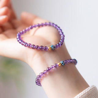 Buddha Gift Natural Amethyst Lotus Spiritual Awareness Bracelet