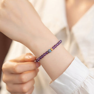 Buddha Gift Natural Amethyst Lotus Spiritual Awareness Bracelet