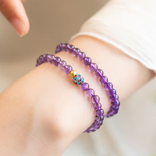 Buddha Gift Natural Amethyst Lotus Spiritual Awareness Bracelet