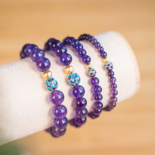 Buddha Gift Natural Amethyst Lotus Spiritual Awareness Bracelet