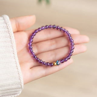 Buddha Gift Natural Amethyst Lotus Spiritual Awareness Bracelet