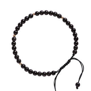 Buddha Gift Small Black Obsidian Beads Fulfillment Rope Bracelet
