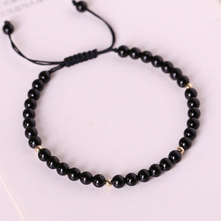Buddha Gift Small Black Obsidian Beads Fulfillment Rope Bracelet