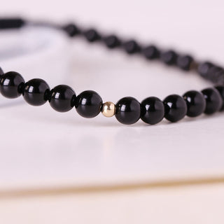 Buddha Gift Small Black Obsidian Beads Fulfillment Rope Bracelet
