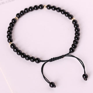 Buddha Gift Small Black Obsidian Beads Fulfillment Rope Bracelet