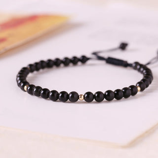 Buddha Gift Small Black Obsidian Beads Fulfillment Rope Bracelet