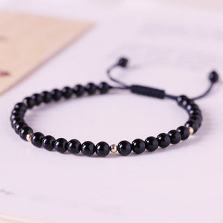 Buddha Gift Small Black Obsidian Beads Fulfillment Rope Bracelet