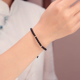 Buddha Gift Small Black Obsidian Beads Fulfillment Rope Bracelet