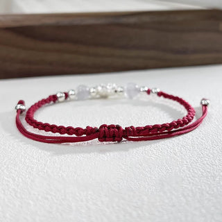 Buddha Gift 999 Sterling Silver Lotus Design Cat's Eye Bead Protection String Bracelet