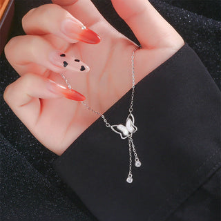 Buddha Gift 999 Sterling Silver Tridacna Stone Butterfly Calm Necklace Pendant