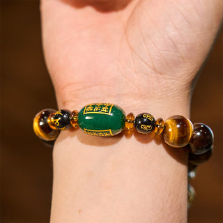 Buddha Gift Chinese Zodiac Tiger Eye White Crystal Courage Bracelet